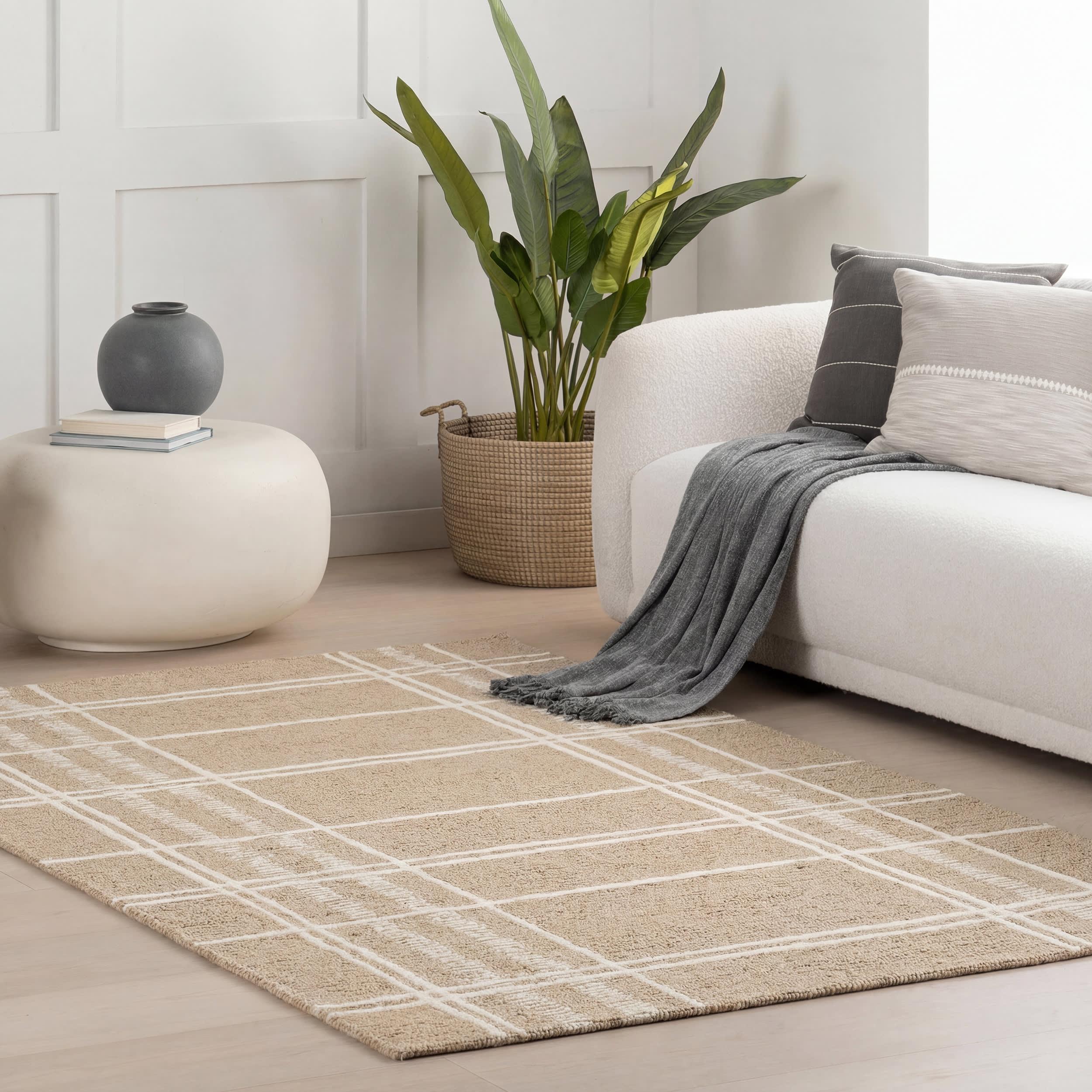 Nesta Plaid Wool Rug | Brown – Rugs USA