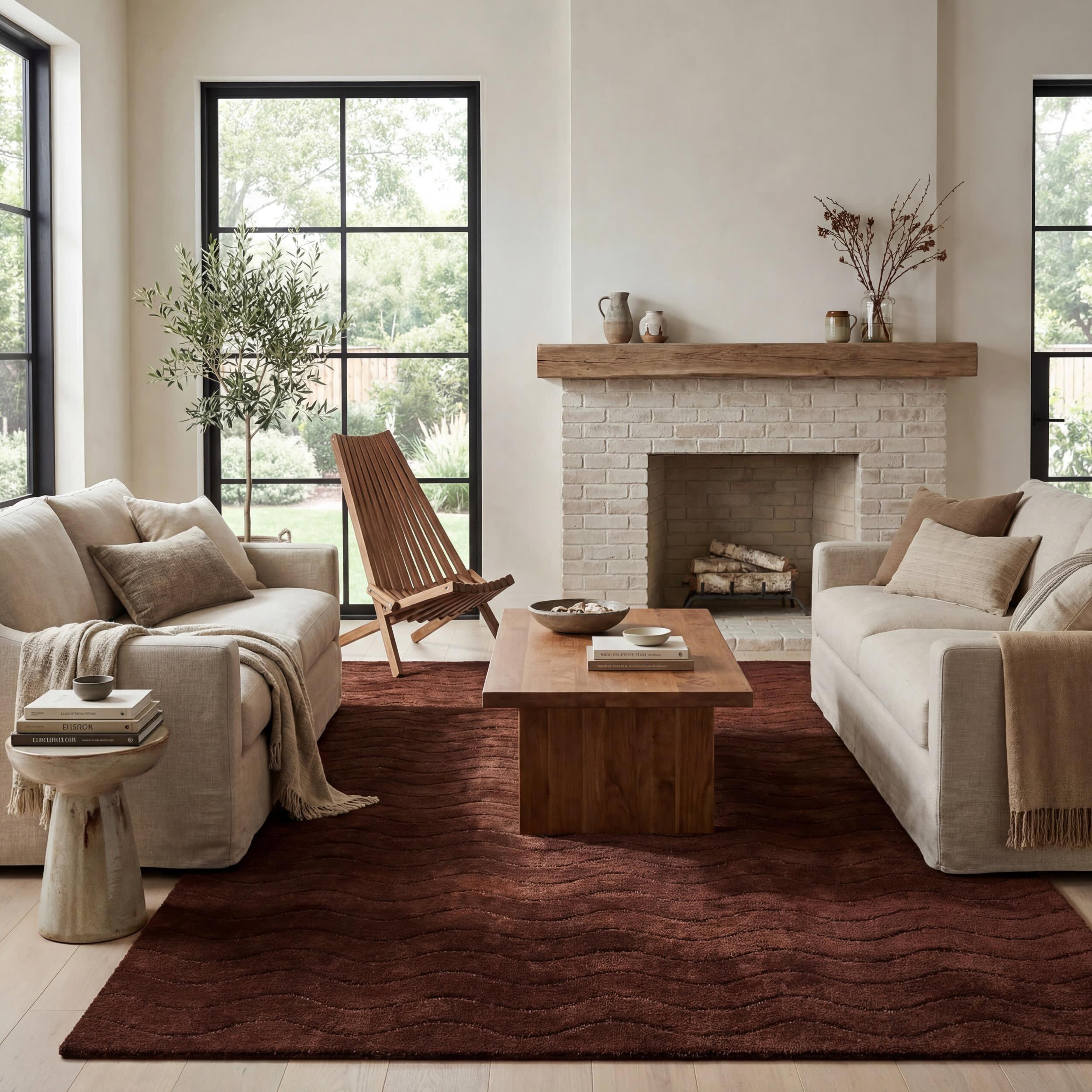 Mireille Solid Wool Cozy Rug | Brown – Rugs USA