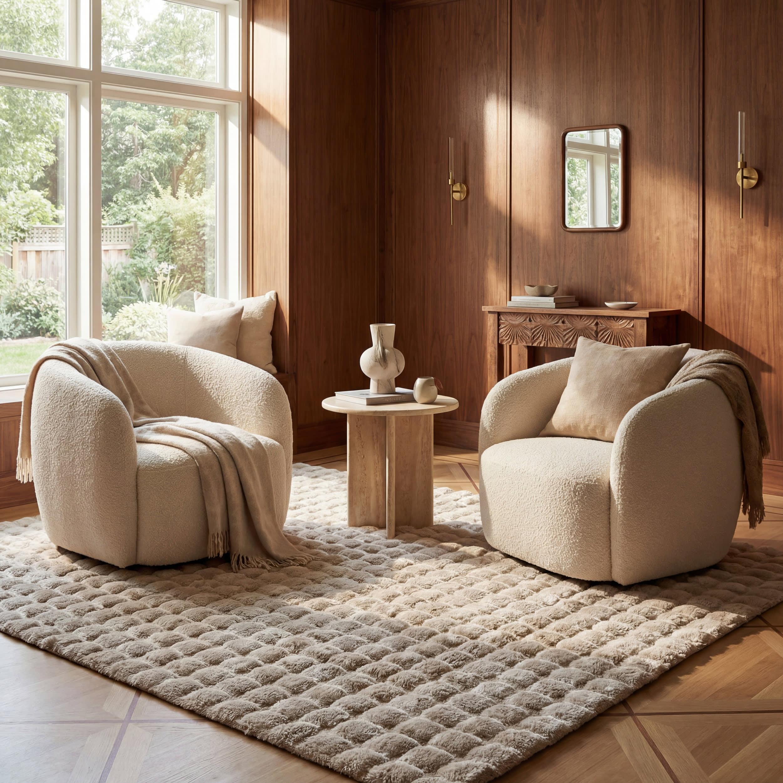 Ivana Checkered Plush Cloud Washable Rug | Taupe – Rugs USA