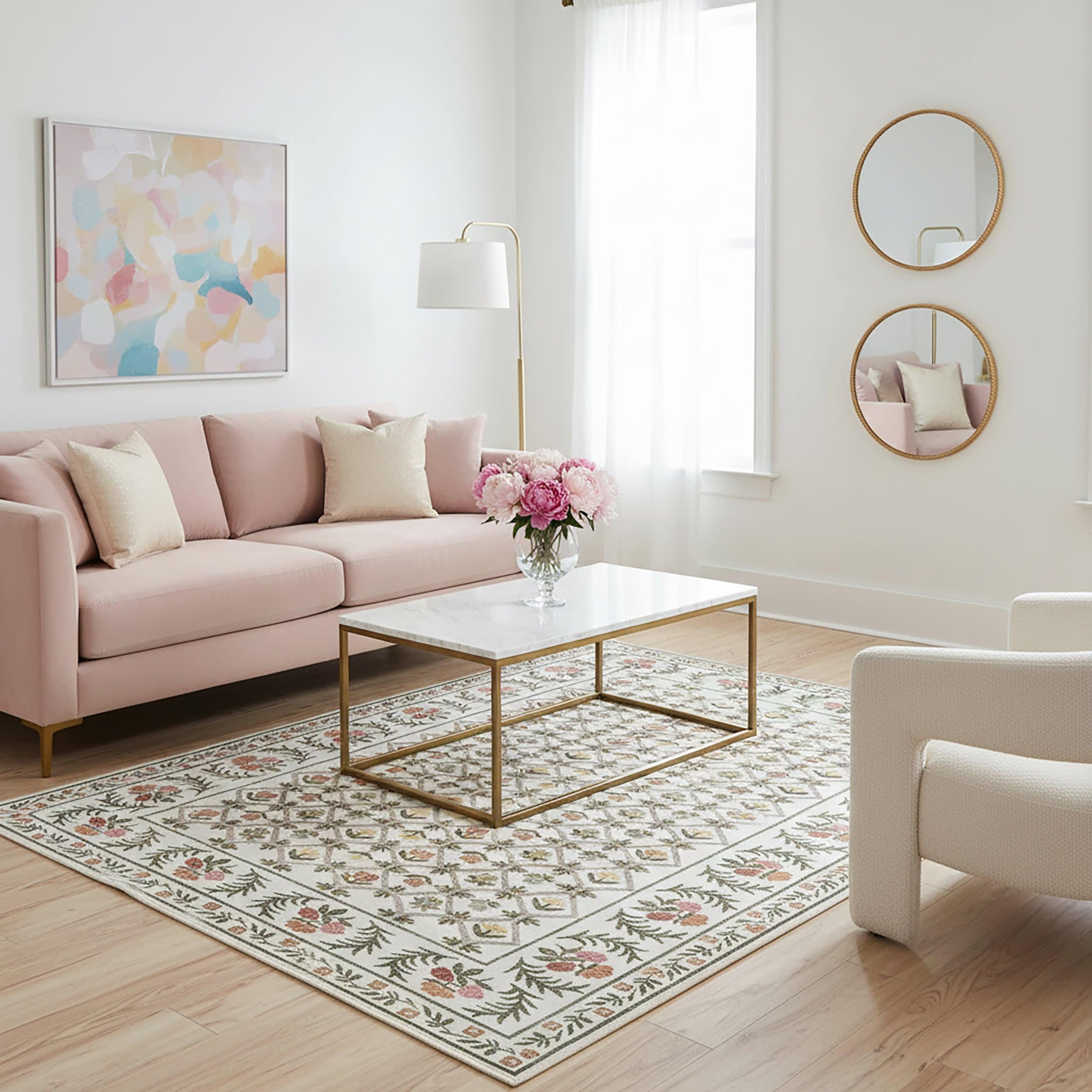 Park Floral Washable Rug | Ivory – Rugs USA