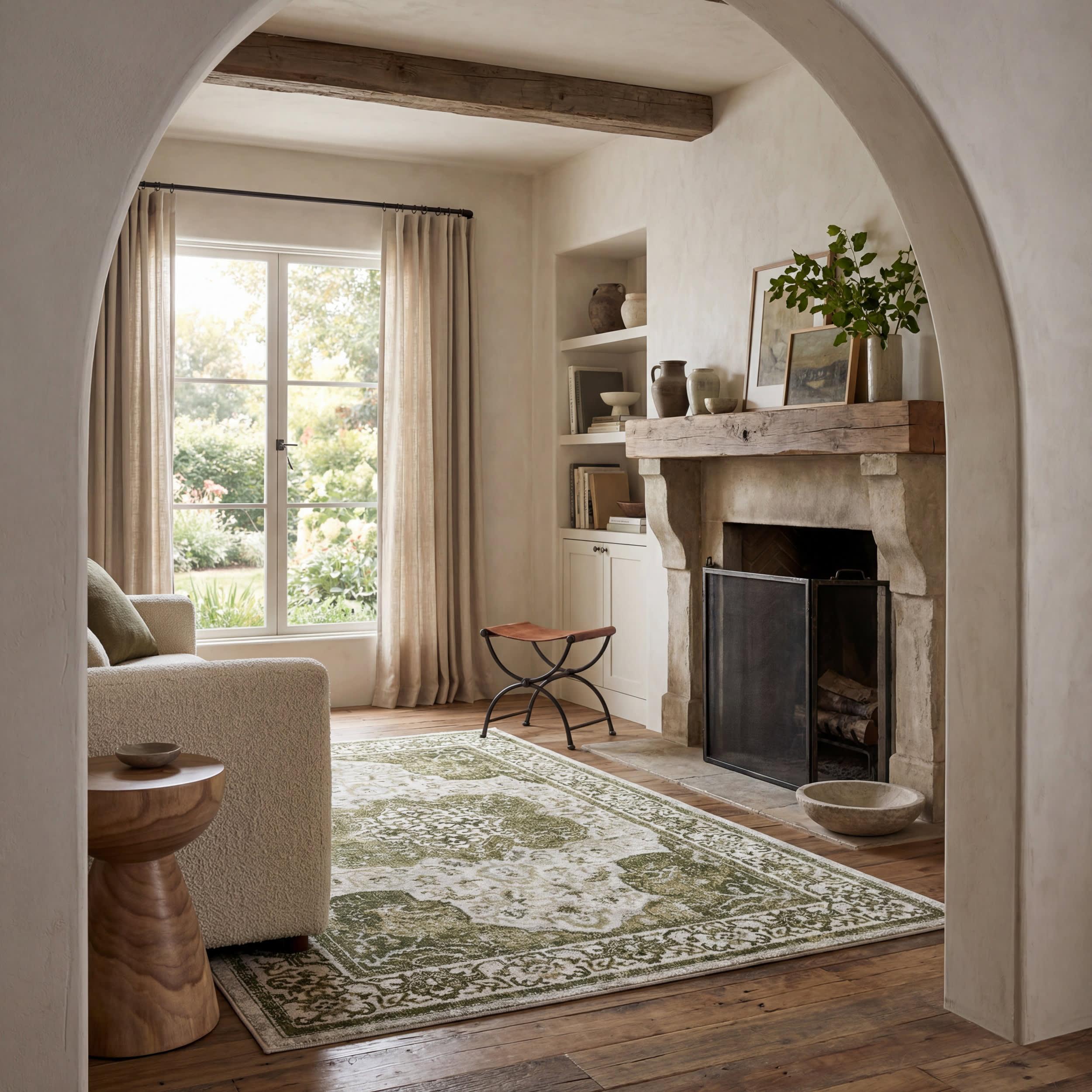 Charlisa Washable Faded Snowflake Rug | Green – Rugs USA