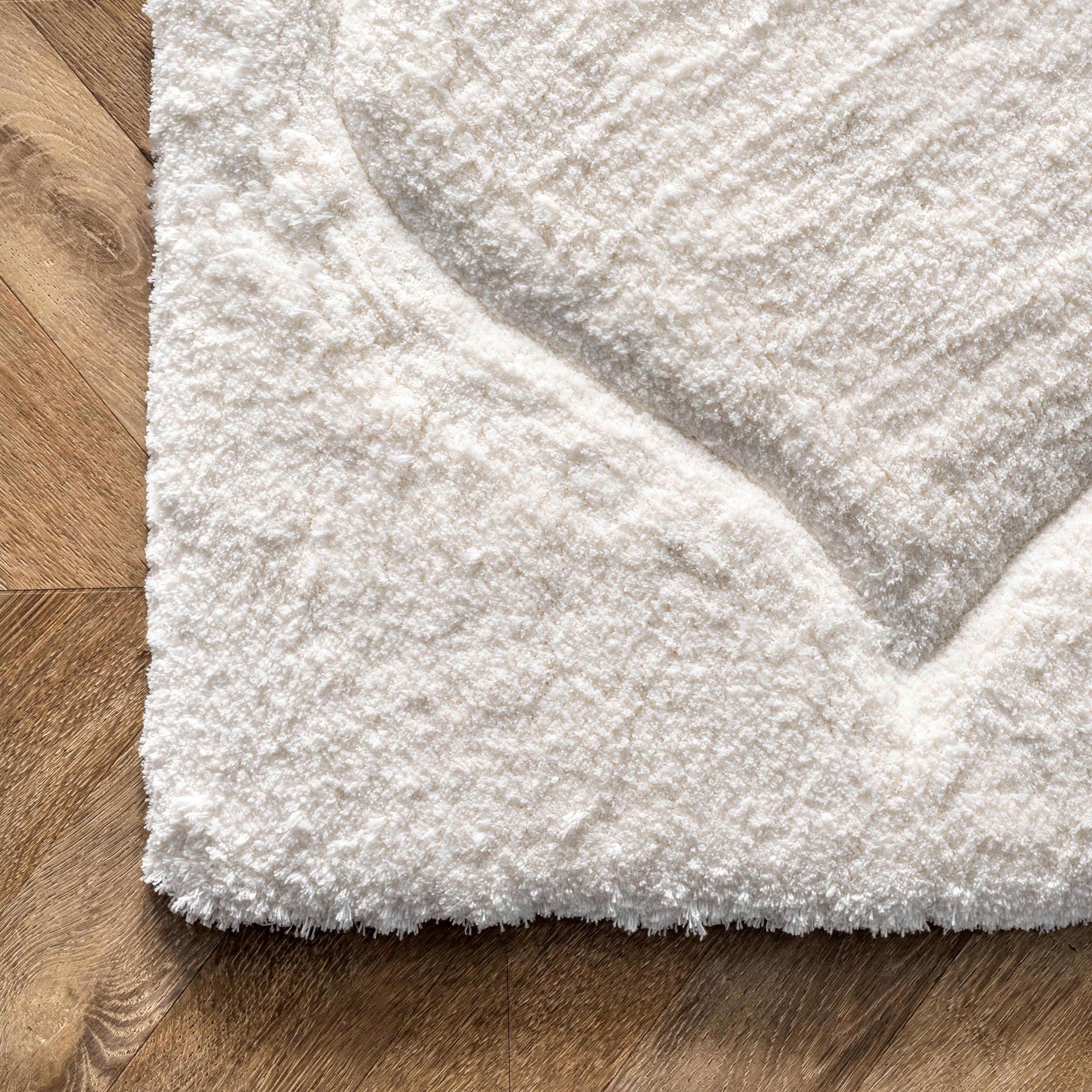 Super Soft Luxury Shag with Carved Trellis Rug | White – Rugs USA