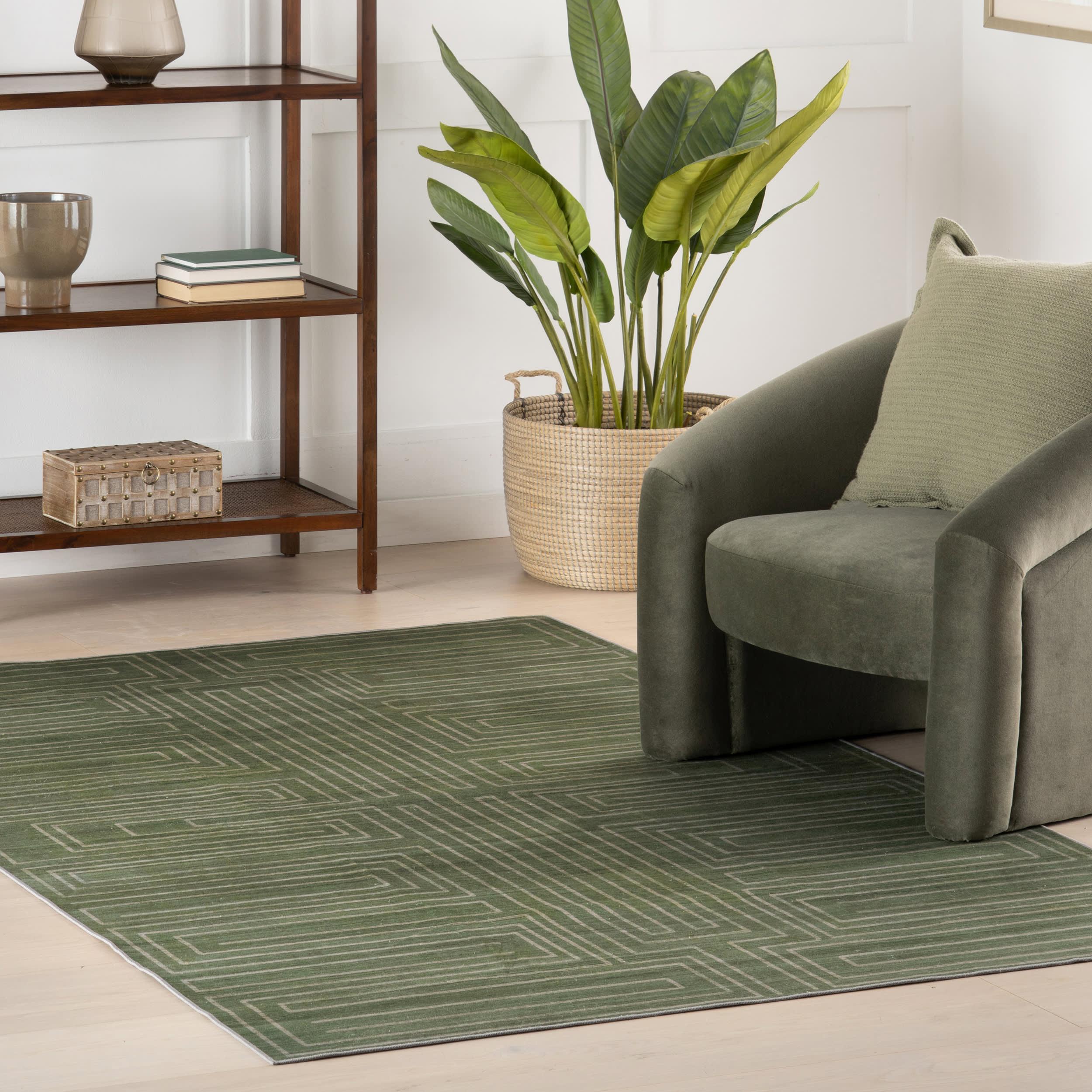 Illyria Maze Washable Rug | Green – Rugs USA