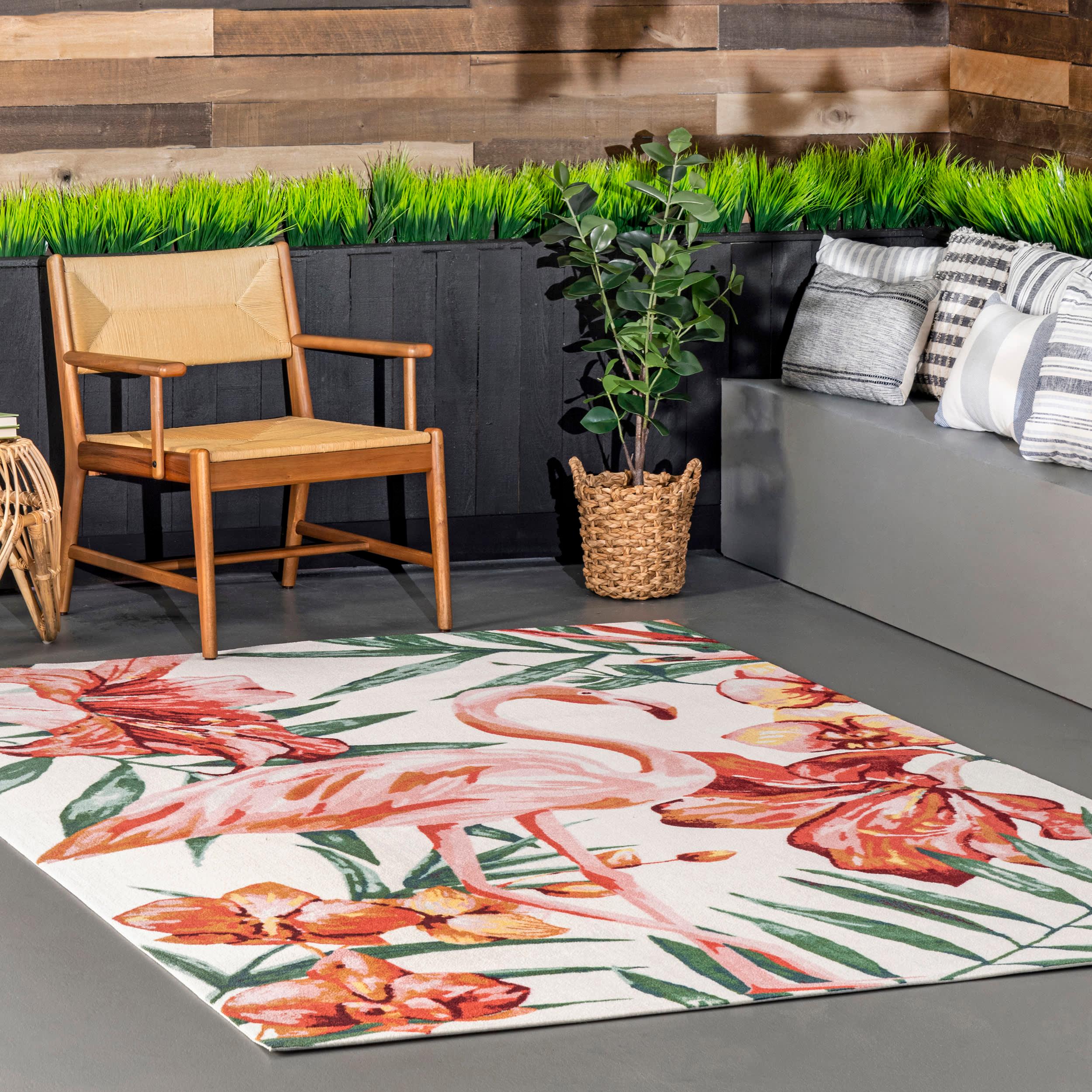 Floral Flamingo Indoor/Outdoor Rug | Multicolor – Rugs USA