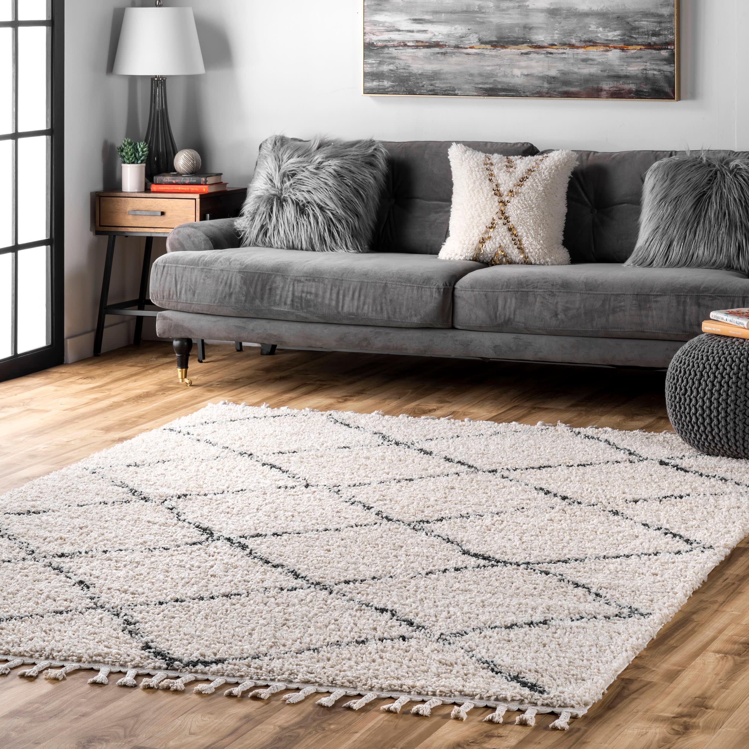 Jessie Moroccan Lattice Tassel Area Rug | Off White – Rugs USA