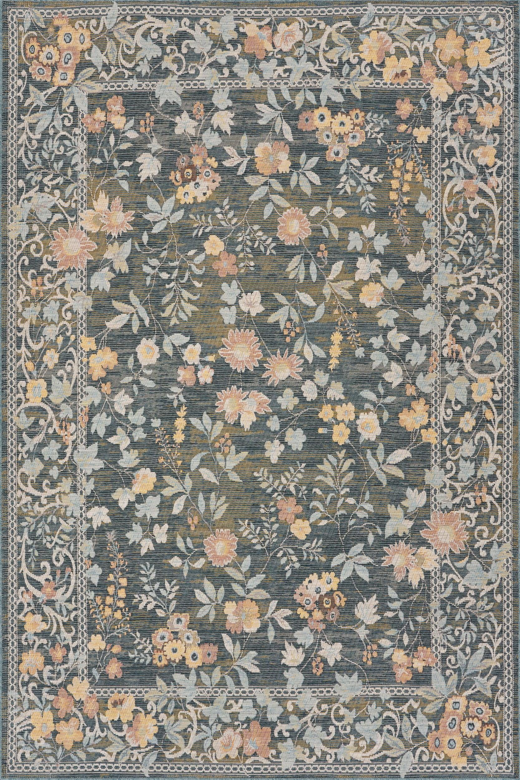 Elizaya Transitional Floral Indoor/Outdoor Rug | Blue – Rugs USA