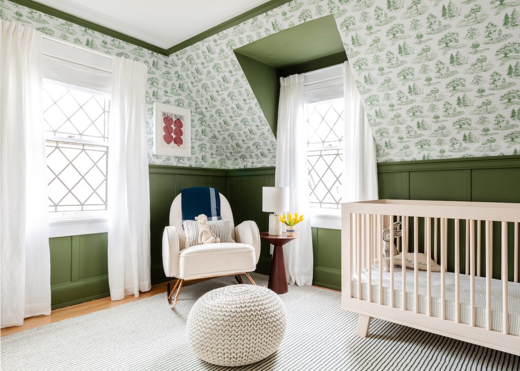 green nursery toile wallpaper