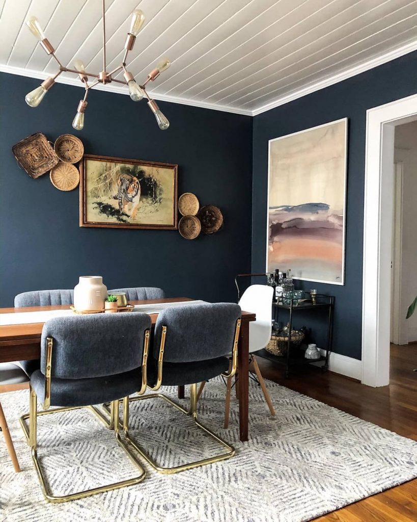 modern navy blue dining room