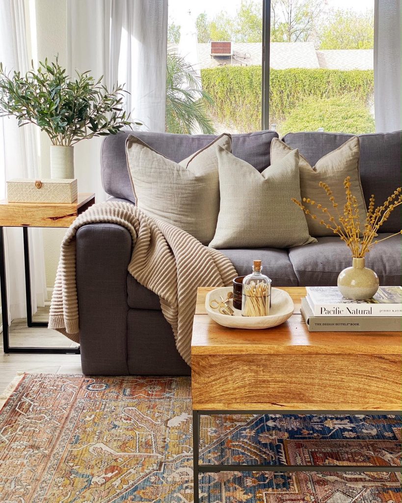 An Oriental rug in your living room sets the mood and brightens the space.