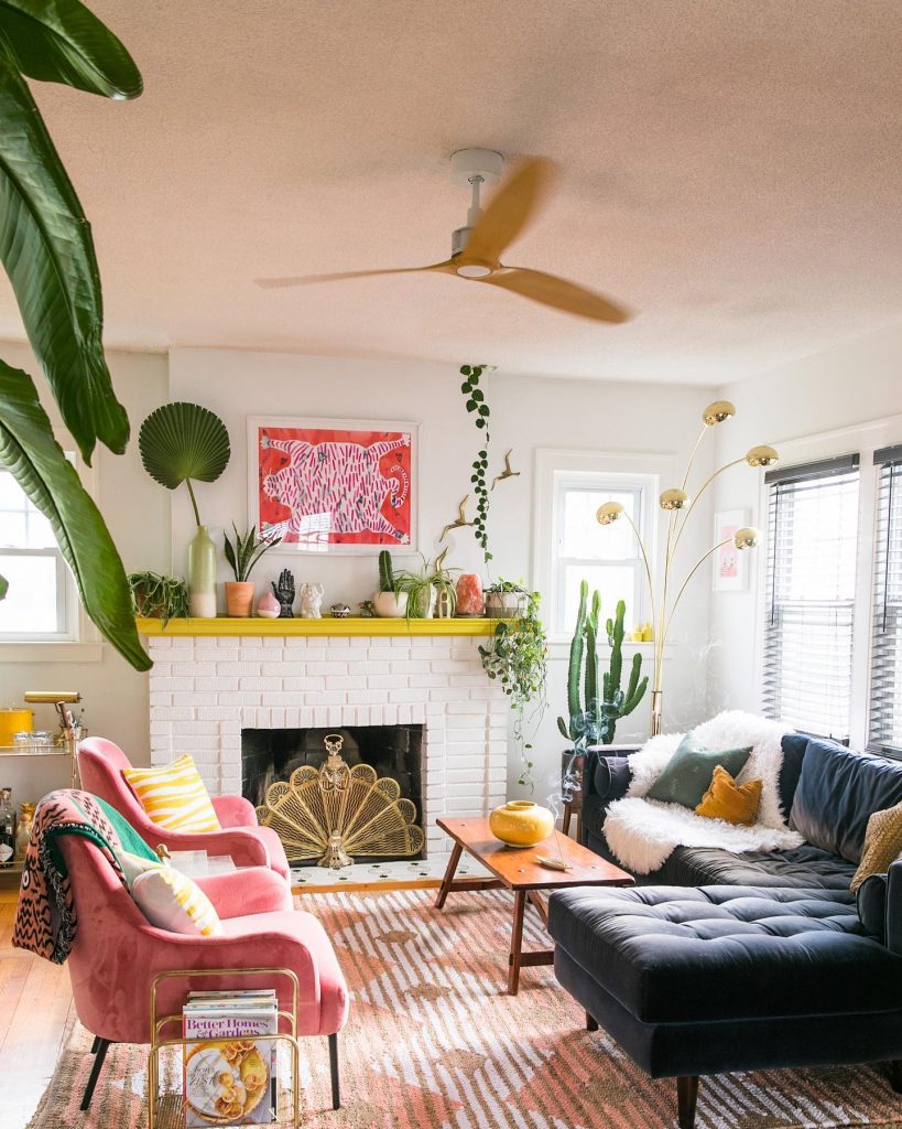 colorful boho living room