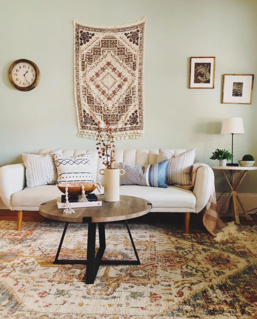 earthy color boho living room
