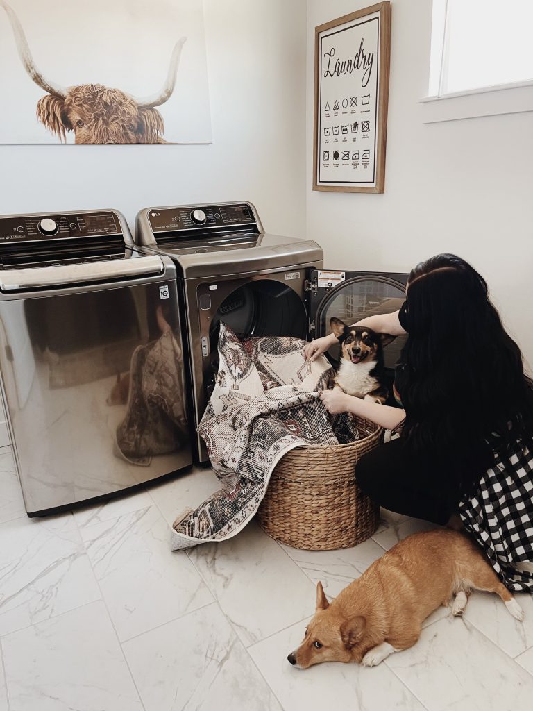 Pets and the whole family will enjoy laundry room rugs.