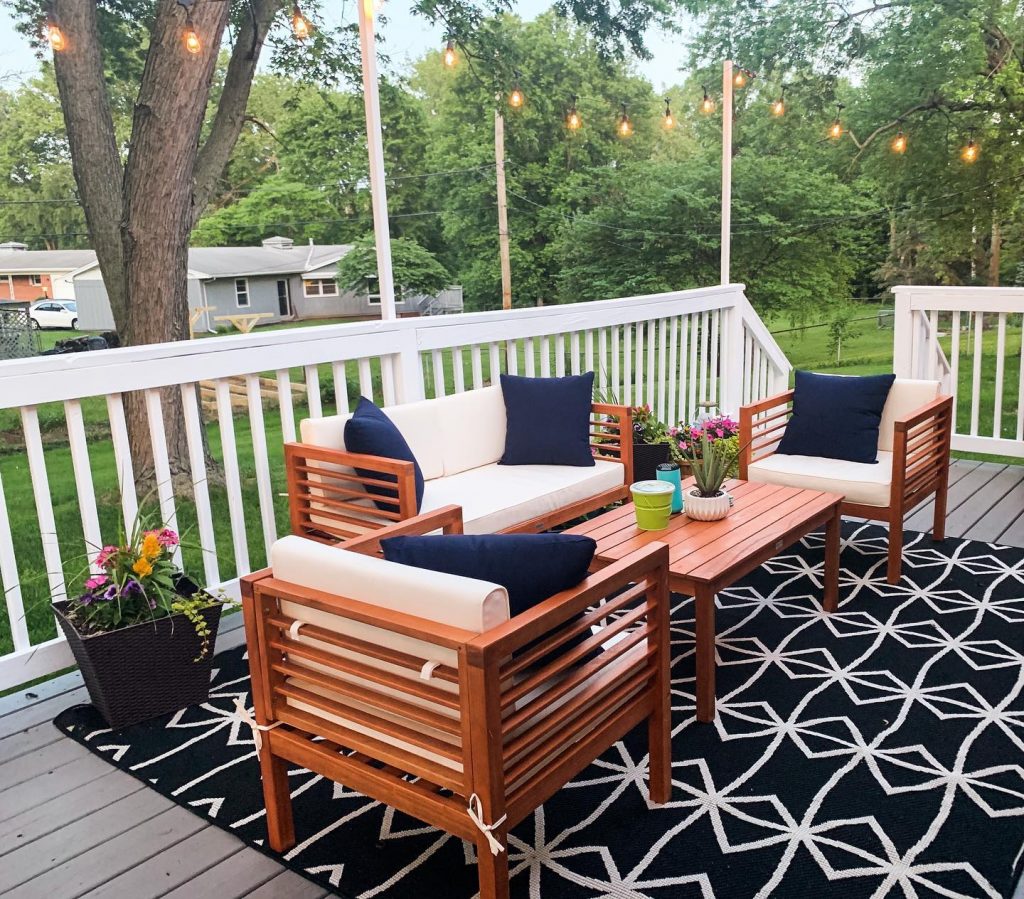 Graphical and bold, some nautical rugs are clear statement pieces, like this patterned outdoor rug from Rugs USA.