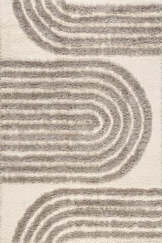 Isolated view of Beige Rectangle Charlee Textured Arcs Rug, showcasing its design