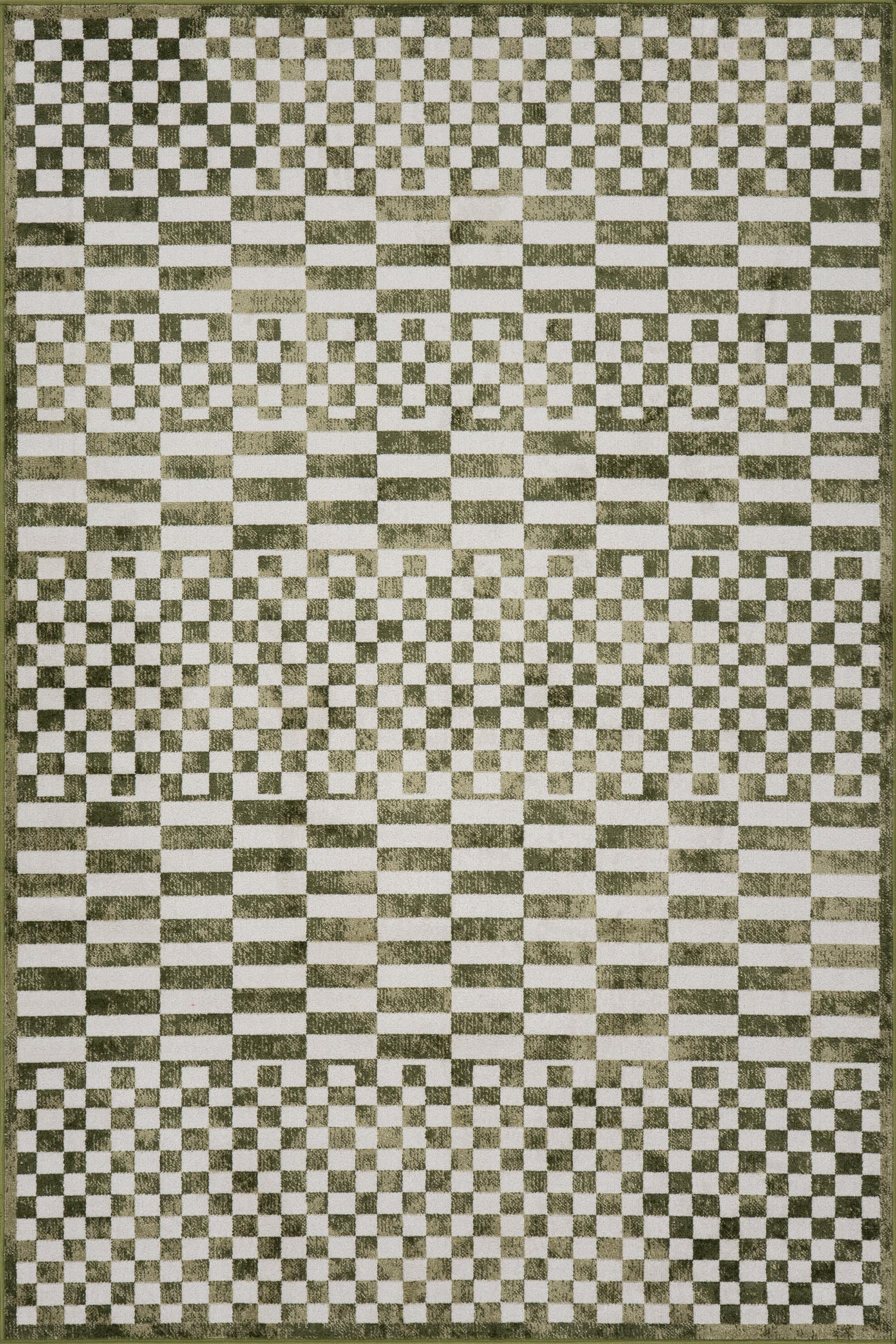 Kallie Washable Tiled Rug | Green