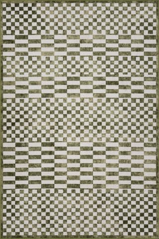 Isolated view of Green Runner Kallie Washable Tiled Rug, showcasing its design