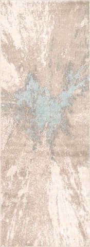 Isolated view of Beige Runner Splatter Abstract Rug, showcasing its design