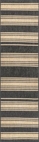 Isolated view of Charcoal Runner Romy Striped Indoor/Outdoor Rug, showcasing its design