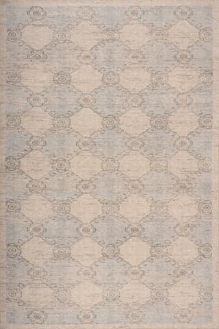 Isolated view of Blue Rectangle Sahi Traditional Diamond Indoor Washable Rug, showcasing its design