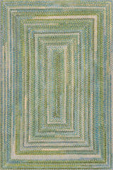 Isolated view of Green Rectangle Ebonelle Bordered Bohemian Washable Rug, showcasing its design