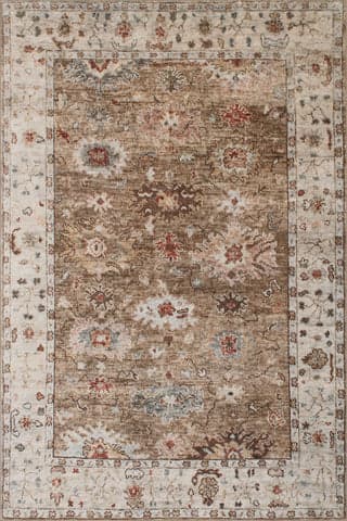 Isolated view of Brown Rectangle Anoukis Hand Knotted Wool Rug, showcasing its design