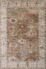 Isolated view of Brown Rectangle Anoukis Hand Knotted Wool Rug, showcasing its design
