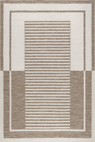 Isolated view of Beige Rectangle Elina Two-Toned Striped Indoor/Outdoor Rug, showcasing its design