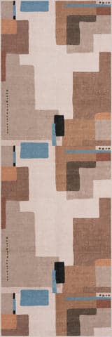 Isolated view of Brown Runner Enice Abstract Washable Rug, showcasing its design