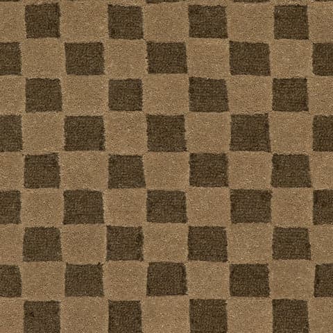 Isolated view of Brown Swatch Linthea Modern Checkered Handmade Wool Rug, showcasing its design