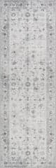 Isolated view of Light Grey Runner Dayflower Vintage Spill Proof Washable Rug, showcasing its design