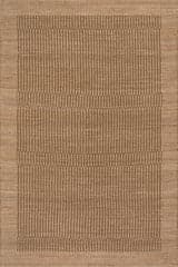 Isolated view of Brown Rectangle Tiziri Striped Moroccan Hand Woven Jute Rug, showcasing its design