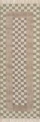 Isolated view of Green/Grey Runner Memphis Modern Checkered Hand Woven Rug, showcasing its design