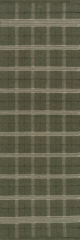 Isolated view of Green Runner Downing Plaid Wool Rug by Nate Berkus, showcasing its design