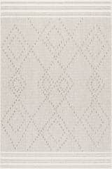 Isolated view of Light Grey Rectangle Ellianna Striped Trellis Indoor/Outdoor Rug, showcasing its design
