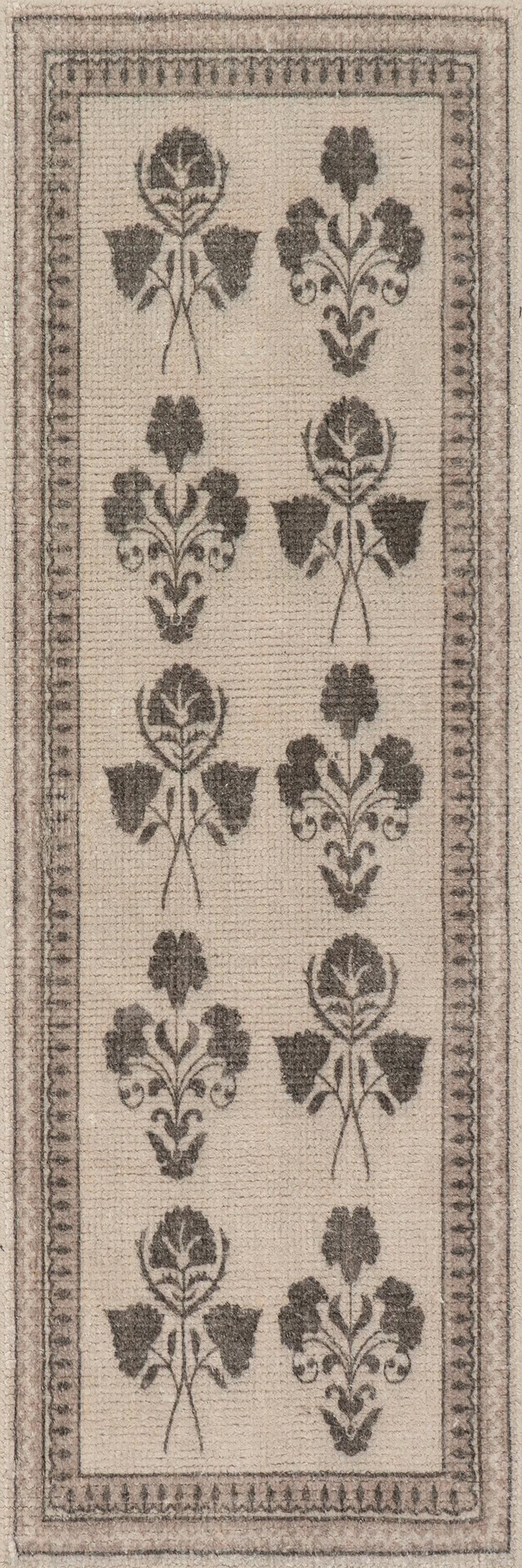 Floris Hand-Tufted Floral Wool-Blend Runner Rug | Light Beige