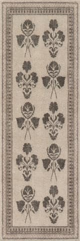 Isolated view of Light Beige Runner Floris Hand-Tufted Floral Wool-Blend Rug, showcasing its design