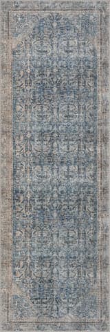 Isolated view of Blue Runner Tila Vintage & Distressed Washable Rug, showcasing its design