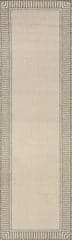 Isolated view of Light Grey Runner Striped Border Indoor/Outdoor Flatweave Rug, showcasing its design