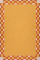 Isolated view of Golden Rectangle Harbor Frame Checkered Washable Rug, showcasing its design