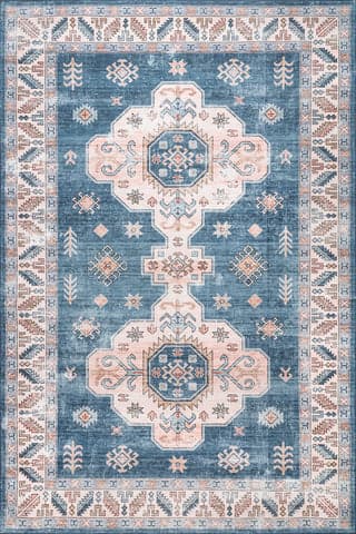Isolated view of Blue Rectangle Eboni Traditional Washable Rug, showcasing its design
