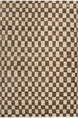 Isolated view of Brown Rectangle Rasali Checkered Box Rug, showcasing its design