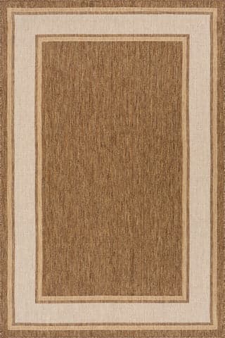 Isolated view of Brown Rectangle Aeli Modern Bordered Indoor/Outdoor Rug, showcasing its design