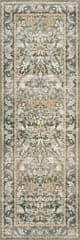 Isolated view of Green Runner Mauri Bordered Floral and Paisley Washable Rug, showcasing its design