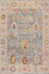 Isolated view of Light Blue Rectangle Selune Hand Knotted Wool Rug, showcasing its design