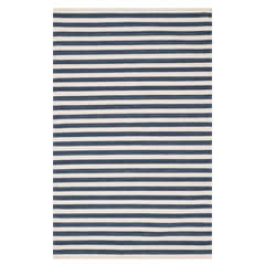 Ladder Stripe Handwoven Wool Rug | Navy/Ivory