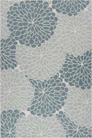 Isolated view of Blue Rectangle Golda Coastal Floral Indoor/Outdoor Rug, showcasing its design