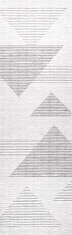 Isolated view of Light Grey Runner Rayna Washable Triangle Rug, showcasing its design