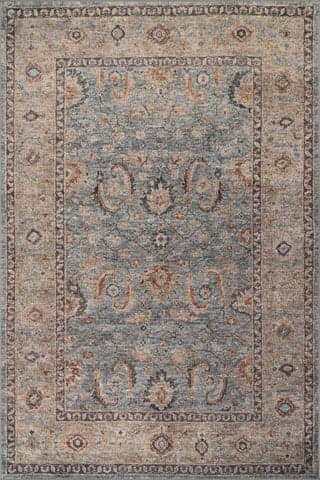 Isolated view of Blue Rectangle Orlind Traditional Bordered Washable Rug, showcasing its design