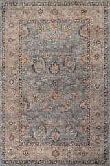 Isolated view of Blue Rectangle Orlind Traditional Bordered Washable Rug, showcasing its design