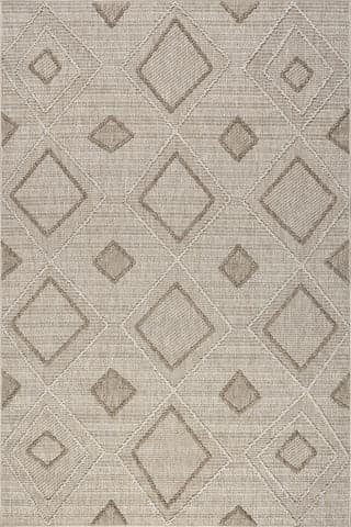 Isolated view of Beige Rectangle Saige High-Low Diamond Indoor/Outdoor Rug, showcasing its design